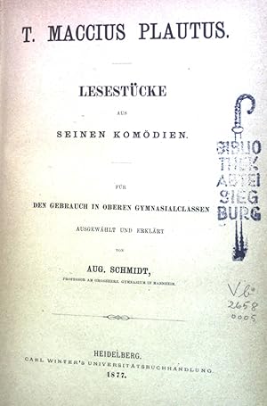 Bild des Verkufers fr Lesestcke aus seinen Komdien fr den Gebrauch in oberen Gymnasialclassen. zum Verkauf von books4less (Versandantiquariat Petra Gros GmbH & Co. KG)