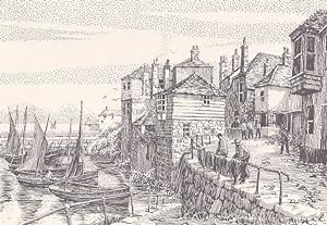 The Old Harbour Newlyn Cornwall Geoffrey Huband Artist Postcard