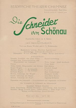 Seller image for Theaterzettel Jan Brandts-Buys DIE SCHNEIDER VON SCHNAU Spielzeit 1949 / 50 for sale by Programmhefte24 Schauspiel und Musiktheater der letzten 150 Jahre