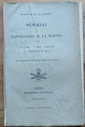 Mémorial de l'artillerie de la Marine - 27e année - 2e série - Tome XIX - 3e livraison de 1891