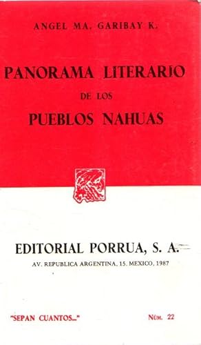 Imagen del vendedor de Panorama literario de los pueblos nahuas . a la venta por Librera Astarloa
