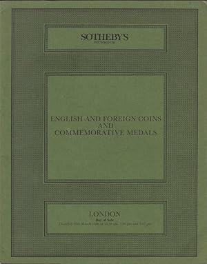 Seller image for Sotheby's. English and Foreign Coins and Commemorative Medals, 20th March 1986 for sale by Librairie Archaion