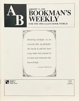 Bild des Verkufers fr Bookman's Weekly - January 11, 1999 zum Verkauf von 2nd Hand Books