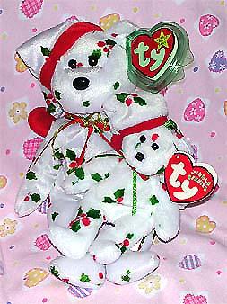 1998 Holiday Teddy (Holly Bear) & Her 1998 Holiday Teddy Jingle Beanie