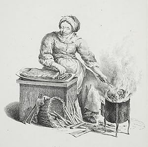 Grafiker des 18. Jahrhundert , Grafiker des 18. Jahrhundert. - "Kastanienverkäuferin".