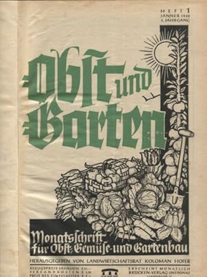 Obst und Garten, 3. Jahrgang ,12 Hefte,1948. Monatsschrift für Obst, Gemüse und Gartenbau.