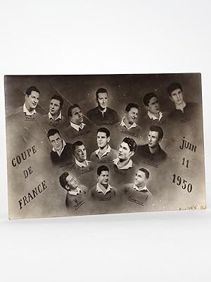 Carte postale : "Coupe de France 11 Juin 1950" signé par 17 joueurs [ Equipe de rugby à XV AS Béz...