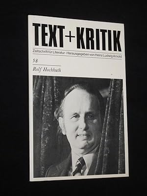 Seller image for Rolf Hochhuth. Text + Kritik. Zeitschrift fr Literatur, Heft 58, April 1978 for sale by Fast alles Theater! Antiquariat fr die darstellenden Knste