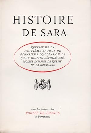Imagen del vendedor de Histoire de Sara a la venta por San Francisco Book Company