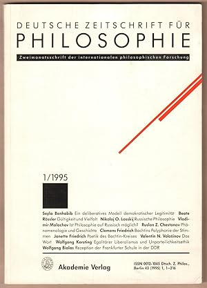 Image du vendeur pour Deutsche Zeitschrift fr Philosophie. Zweimonatsschrift der internationalen philosophischen Forschung. 43. Jahrgang, 1995, Heft 1. (Schwerpunkt: Russische Philosophie). mis en vente par Antiquariat Neue Kritik