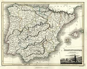 Iberia Spain Portugal 1820 Thomson Hewitt Decorative Map