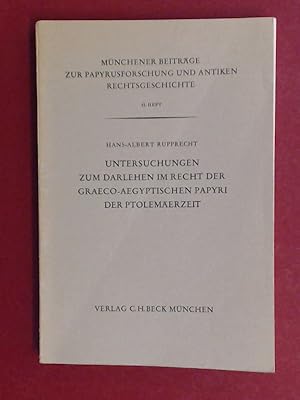 Image du vendeur pour Untersuchungen zum Darlehen im Recht der graeco-aegyptischen (grco-gyptischen graeco-gyptischen) Papyri der Ptolemerzeit. Heft 51 aus der Reihe "Mnchener Beitrge zur Papyrusforschung und antiken Rechtsgeschichte". mis en vente par Wissenschaftliches Antiquariat Zorn