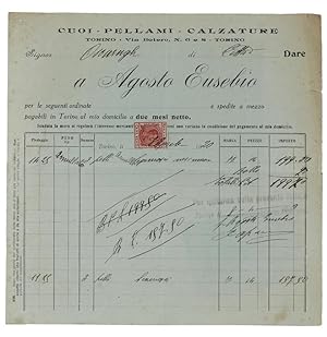ANTICA FATTURA DELLA DITTA "AGOSTO EUSEBIO, CUOI - PELLAMI - CALZATURE", TORINO - 1920.: