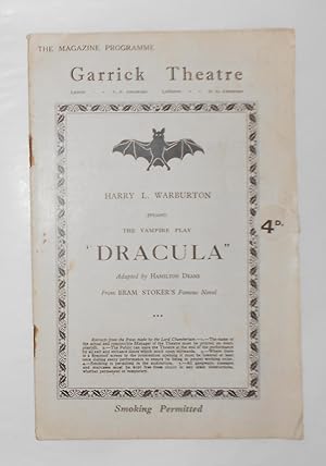 Seller image for Dracula (1927 Garrick Theatre Programme) for sale by David Bunnett Books