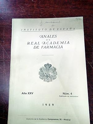 ANALES DE LA REAL ACADEMIA DE FARMACIA. Año XXV Nº 4. 1959