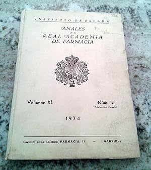 ANALES DE LA REAL ACADEMIA DE FARMACIA. Año XL Nº 1 y 2 1974