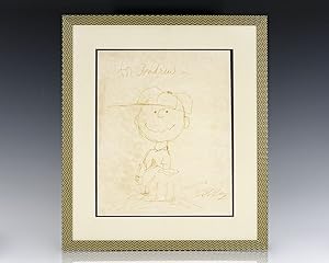 Charles Schulz Signed Charlie Brown Drawing.