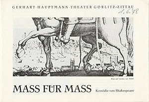 Seller image for Programmheft William Shakespeare MASS FR MASS Premiere 19. Mai 1978 Spielzeit 1977 / 78 for sale by Programmhefte24 Schauspiel und Musiktheater der letzten 150 Jahre