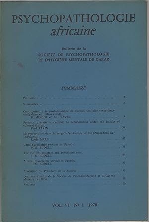 Seller image for Psychopathologie africaine. - Bulletin de la Socit de Psychopathologie et d'Hygine Mentale de Dakar. - Vol. VI. - N 1 for sale by PRISCA
