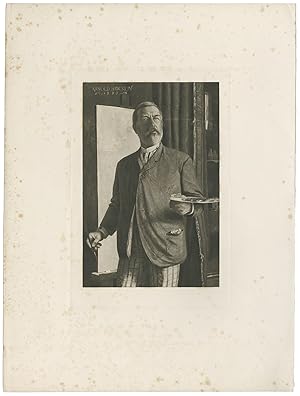 Bild des Verkufers fr Selbstbildnis an der Staffelei, Dreiviertelfigur stehend nach rechts, 1893. zum Verkauf von Galerie Joseph Fach GmbH