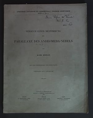 Bild des Verkufers fr Versuch einer bestimmung der Parallaxe des Andromeda-Nebels. Astronomiska Iakttagelser och Underskningar A Stockholms Observatirium: Band 8, Nr. 4. zum Verkauf von books4less (Versandantiquariat Petra Gros GmbH & Co. KG)