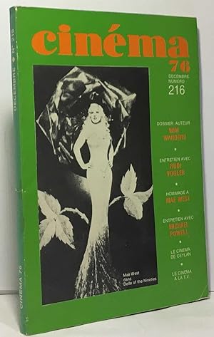 Cinéma 76 décembre numéro 216 - Wim Wanders Rudi Vogler Mae West Michael Powell