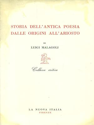 Bild des Verkufers fr Storia dell'antica poesia dalle origini all'Ariosto zum Verkauf von Librodifaccia