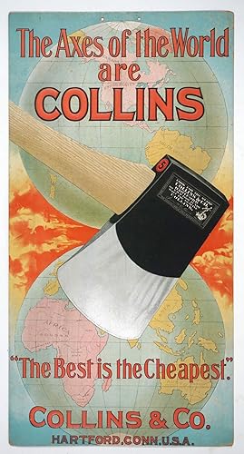 "The Axes of the World are Collins". Hanging advertising plaque