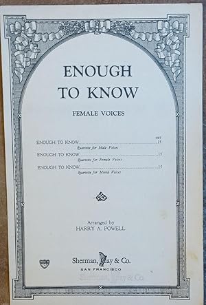 Imagen del vendedor de Enough to Know (female voices) a la venta por Faith In Print