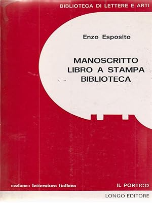 Bild des Verkufers fr Manoscritto libro a stampa biblioteca zum Verkauf von Librodifaccia