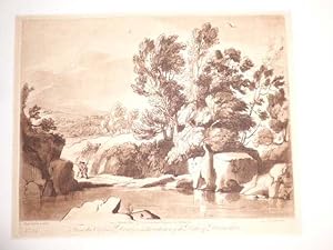 See in wilder Landschaft mit 2 Figuren. Original-Aquatinta No. 84 von Richard Earlom. aus Liber v...