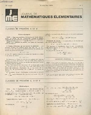 Image du vendeur pour J ME - Journal de Mathmatiques Elmentaires 2 numros : N7, 15 Dcembre 1974 et n10, 1er fvrier 1975 - 99e anne (1974-1975) mis en vente par Le-Livre