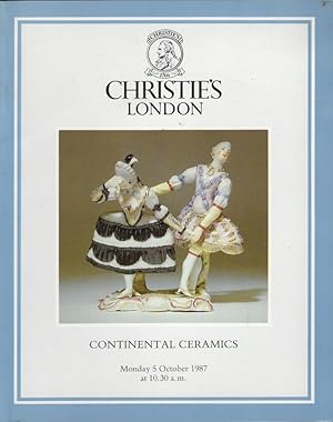 Imagen del vendedor de Continental Ceramics. Christie's London, Monday 5 October 1987 a la venta por Librairie Archaion