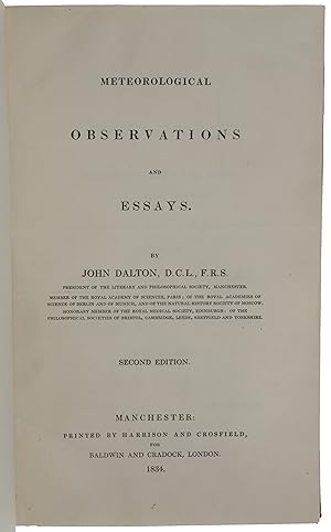 Seller image for Meteorological Observations and Essays for sale by SOPHIA RARE BOOKS