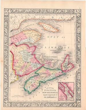 County Map of Nova Scotia New Brunswick Cape Breton Id. and Pr. Edward's Id