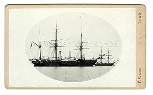 Bild des Verkufers fr Originalfoto CDV um 1870 Paddle Steamship Frigate Schaufelrad Dampfschiff Fregatte ISABELLA zum Verkauf von Versandantiquariat Hsl