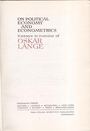 Seller image for On Political Economy and Econometrics: Essays in Honour Of Oskar Lange for sale by Goulds Book Arcade, Sydney