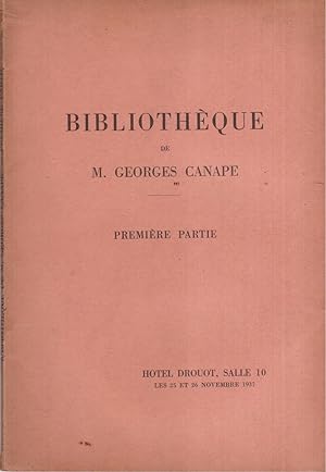Bibliothèque de M. Georges Canape. Première et Deuxième parties. 2 vols.