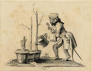 Antique Print-SATIRE-MONKEY-TAIL PIECE-WATERING CAN-TREE-Hogarth-Cook-1807