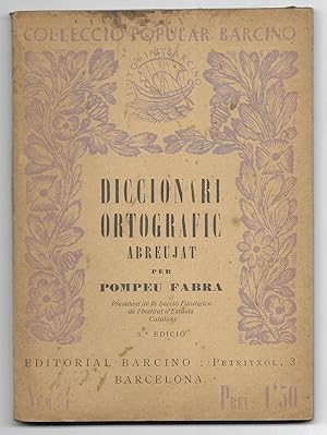 Diccionari Ortografic Abreujat. Col·lecció Popular Barcino Nº IV 1926 3ª edició