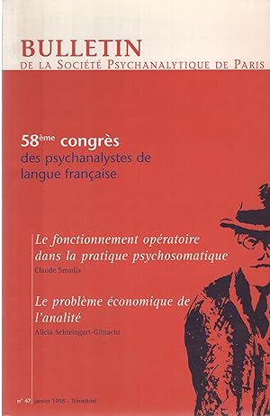 Image du vendeur pour Bulletin de la Socit Psychanalytique de Paris. - N 48 - Mars 1998 - Nouvelles instances. - L'Argent. - Troubles des conduites alimentaires. mis en vente par PRISCA