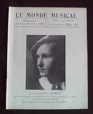 Image du vendeur pour Le monde musicale - N11 Novembre 1934 mis en vente par Librairie Ancienne Zalc