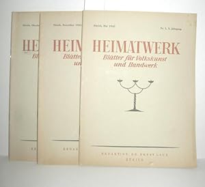 Imagen del vendedor de Heimatwerk Heft Nr. 1, 3 und 4/1945 (Bltter fr Volkskunst und Handwerk X. Jahrgang) a la venta por Antiquariat Zinnober