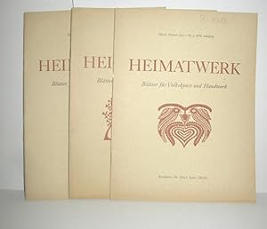 Imagen del vendedor de Heimatwerk Heft Nr. 1, 2 und 3/1952 (Bltter fr Volkskunst und Handwerk XVII. Jahrgang) a la venta por Antiquariat Zinnober
