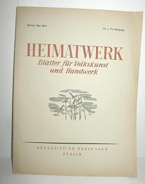 Imagen del vendedor de Heimatwerk Heft Nr. 1/1941 (Bltter fr Volkskunst und Handwerk VI. Jahrgang) a la venta por Antiquariat Zinnober