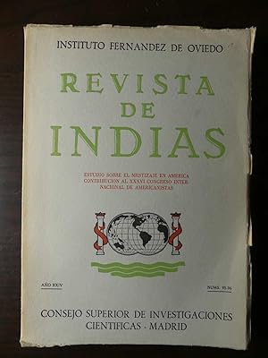 Revista de Indias. Estudio de Mestizaje en America Contribucion al XXXVI Congreso Internacional d...