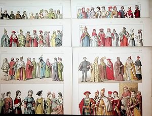 ITALY Middle Ages to 16th century fashion costumes together 6 antique prints, 6 plates with about...