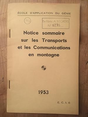 Image du vendeur pour Notice sommaire sur les Transports et les Communications en montagne mis en vente par Librairie des Possibles