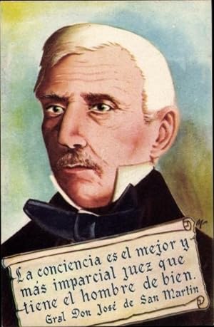 Künstler Ansichtskarte / Postkarte Gral Don José de San Martin, Argentinischer Unabhängigkeitskäm...