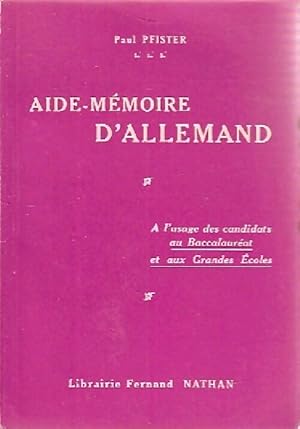 Imagen del vendedor de Aide-m?moire d'allemand - Paul Pfister a la venta por Book Hmisphres
